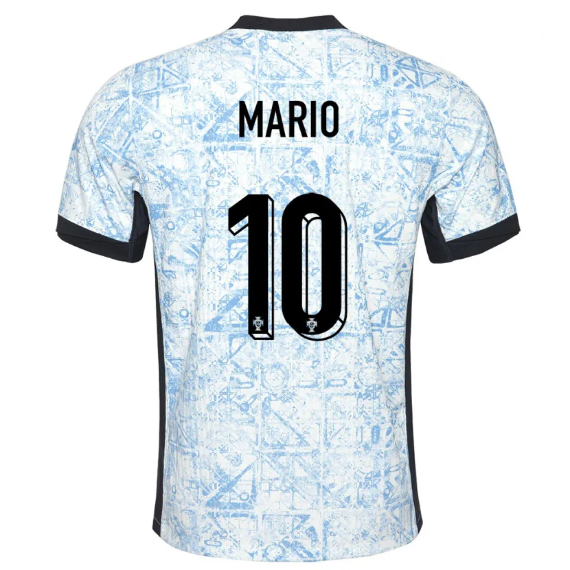 Danxen Dames Portugal Joao Mario #10 Crème Blauw Uitshirt Uittenue 24-26 T-Shirt