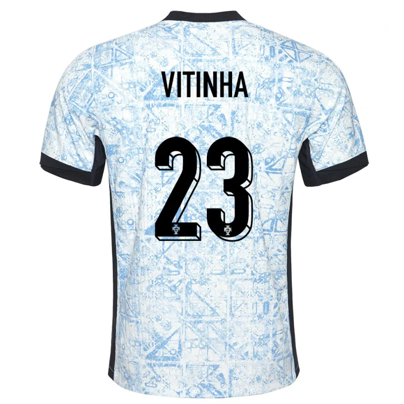 Danxen Dames Portugal Vitinha #23 Crème Blauw Uitshirt Uittenue 24-26 T-Shirt
