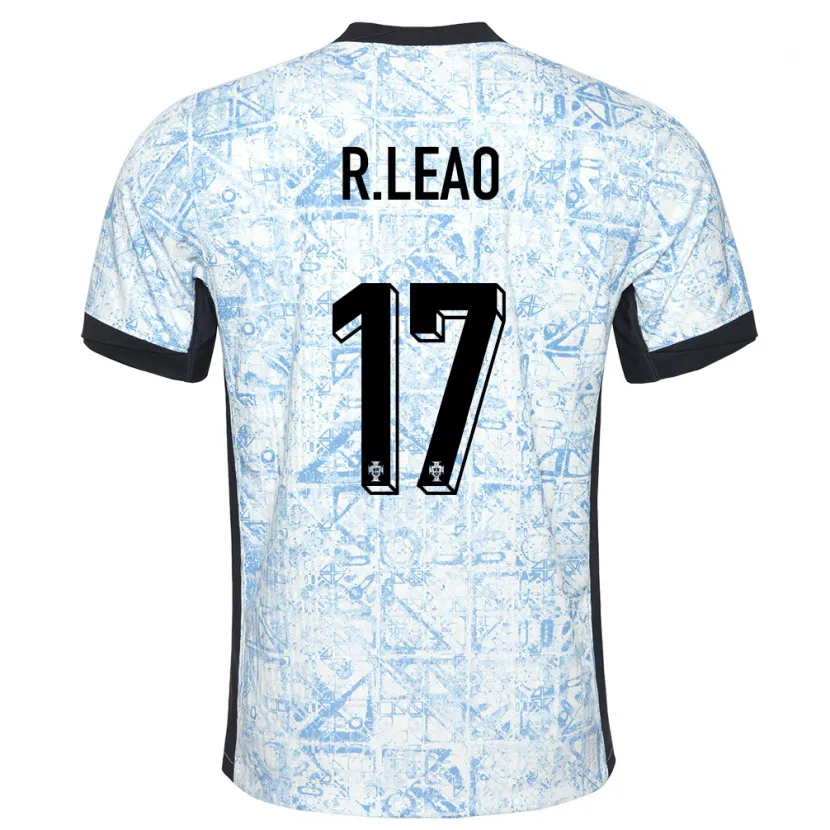Danxen Dames Portugal Rafael Leao #17 Crème Blauw Uitshirt Uittenue 24-26 T-Shirt