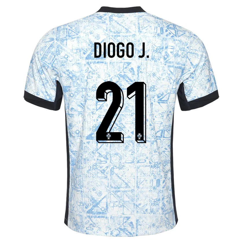 Danxen Dames Portugal Diogo Jota #21 Crème Blauw Uitshirt Uittenue 24-26 T-Shirt