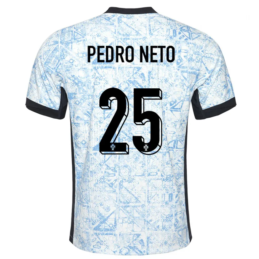 Danxen Dames Portugal Pedro Neto #25 Crème Blauw Uitshirt Uittenue 24-26 T-Shirt
