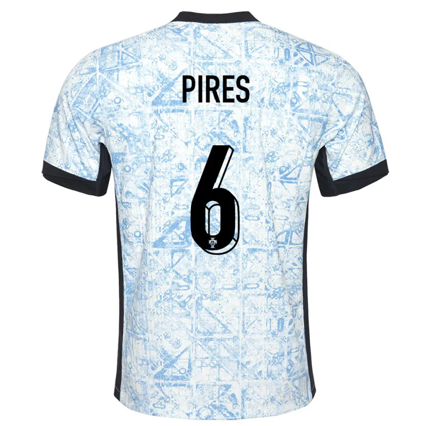 Danxen Dames Portugal Suzane Pires #6 Crème Blauw Uitshirt Uittenue 24-26 T-Shirt