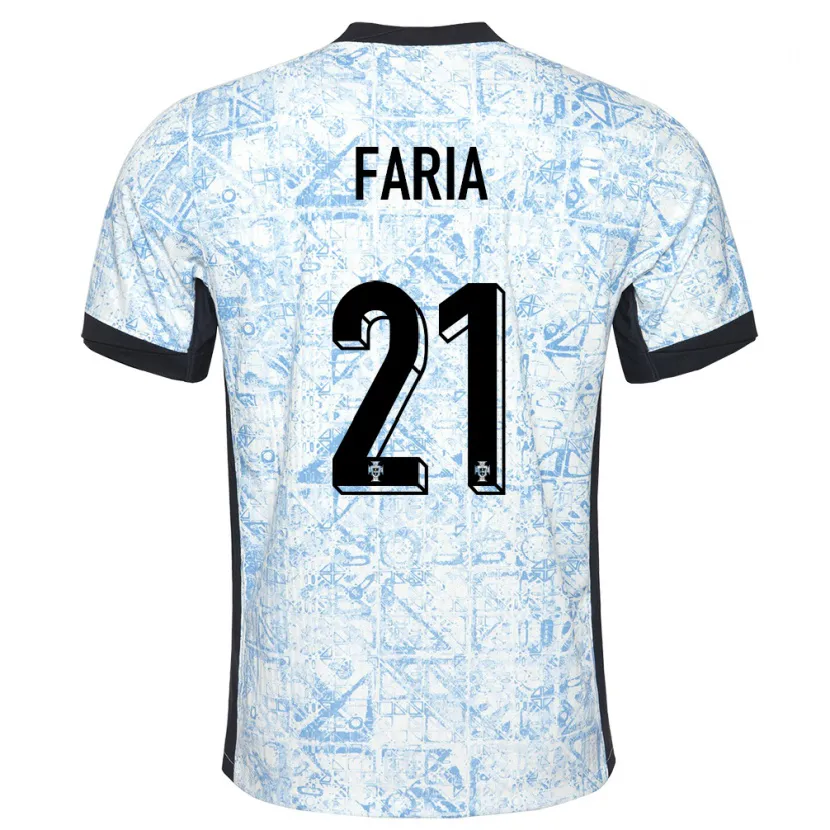 Danxen Dames Portugal Andreia Faria #21 Crème Blauw Uitshirt Uittenue 24-26 T-Shirt