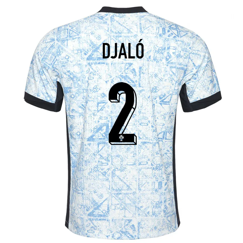 Danxen Dames Portugal Tiago Djalo #2 Crème Blauw Uitshirt Uittenue 24-26 T-Shirt