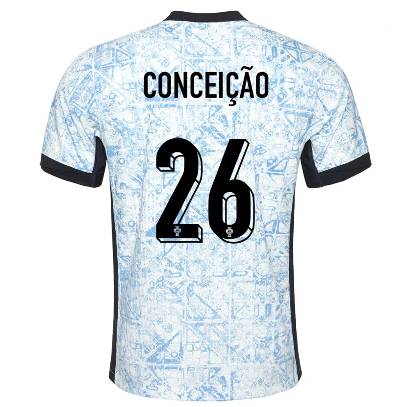 Danxen Dames Portugal Francisco Conceicao #26 Crème Blauw Uitshirt Uittenue 24-26 T-Shirt