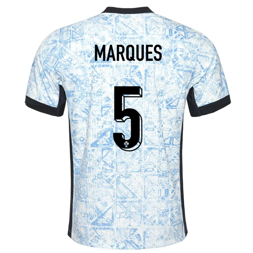 Danxen Dames Portugal Martim Marques #5 Crème Blauw Uitshirt Uittenue 24-26 T-Shirt