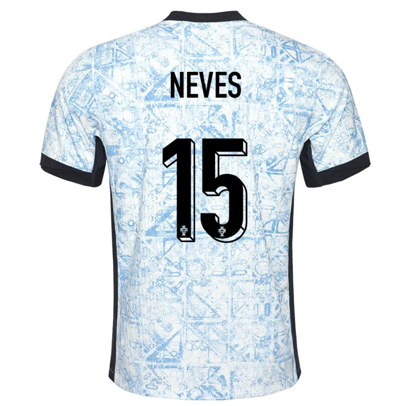Danxen Dames Portugal Joao Neves #15 Crème Blauw Uitshirt Uittenue 24-26 T-Shirt