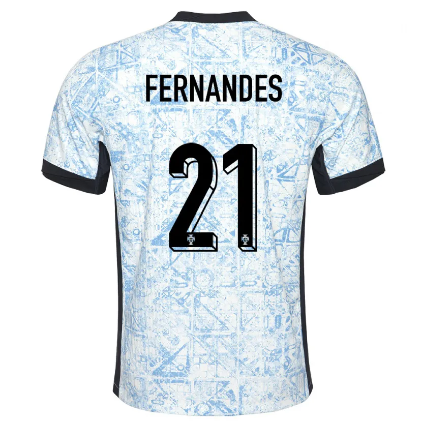Danxen Dames Portugal Mateus Fernandes #21 Crème Blauw Uitshirt Uittenue 24-26 T-Shirt