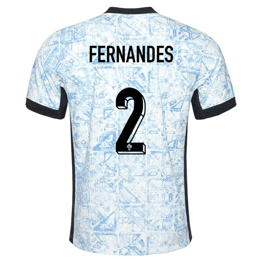 Danxen Dames Portugal Martim Fernandes #2 Crème Blauw Uitshirt Uittenue 24-26 T-Shirt