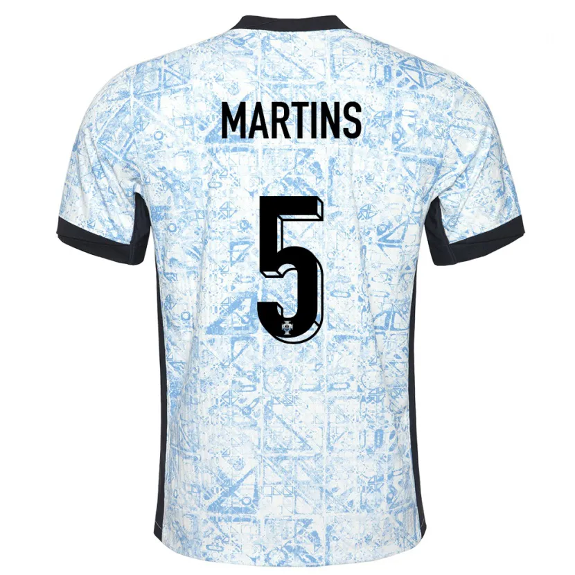 Danxen Dames Portugal Leandro Martins #5 Crème Blauw Uitshirt Uittenue 24-26 T-Shirt
