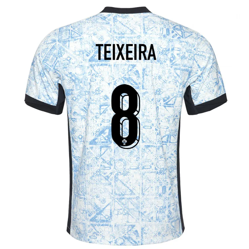 Danxen Dames Portugal Joao Teixeira #8 Crème Blauw Uitshirt Uittenue 24-26 T-Shirt