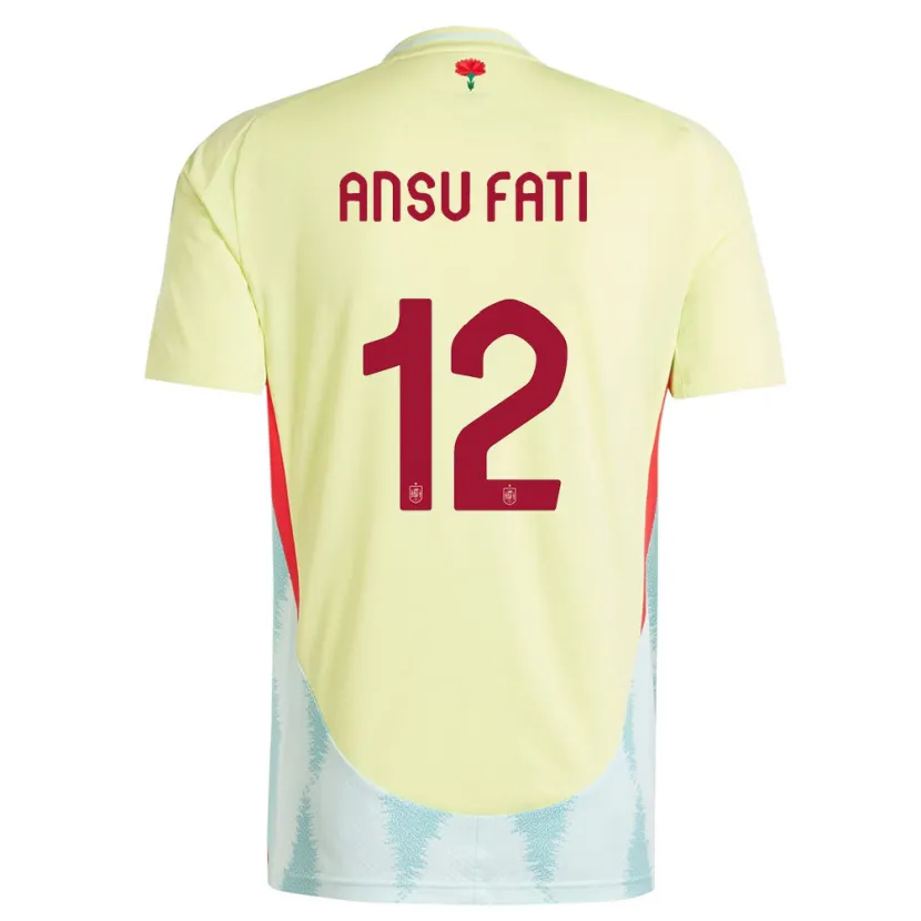 Danxen Dames Spanje Ansu Fati #12 Geel Uitshirt Uittenue 24-26 T-Shirt