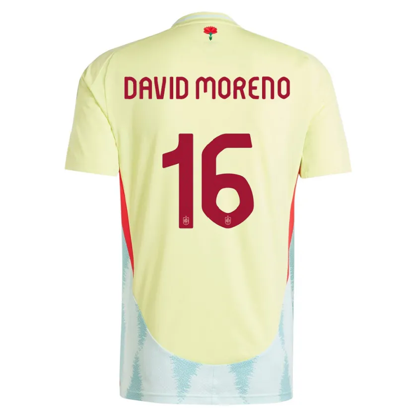 Danxen Dames Spanje Antonio David Moreno #16 Geel Uitshirt Uittenue 24-26 T-Shirt