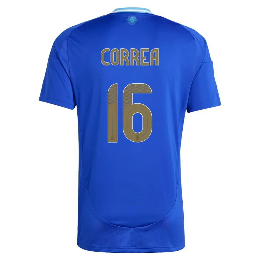 Danxen Dames Argentinië Angel Correa #16 Blauw Uitshirt Uittenue 24-26 T-Shirt