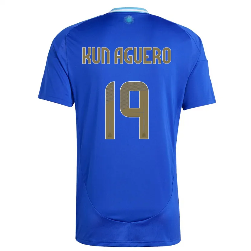 Danxen Dames Argentinië Sergio Aguero #19 Blauw Uitshirt Uittenue 24-26 T-Shirt