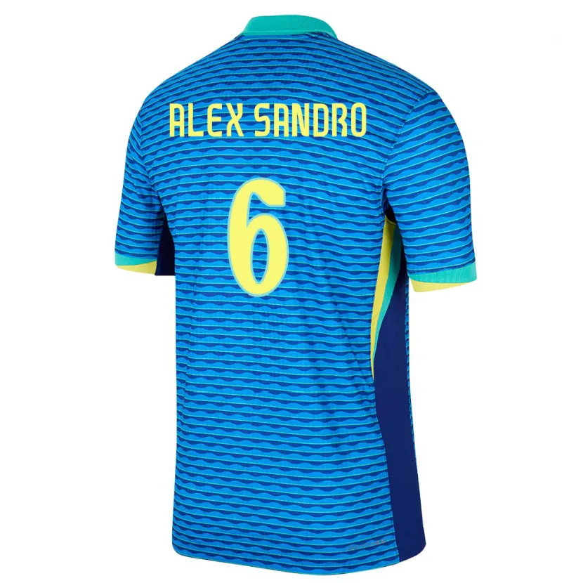 Danxen Dames Brazilië Alex Sandro #6 Blauw Uitshirt Uittenue 24-26 T-Shirt