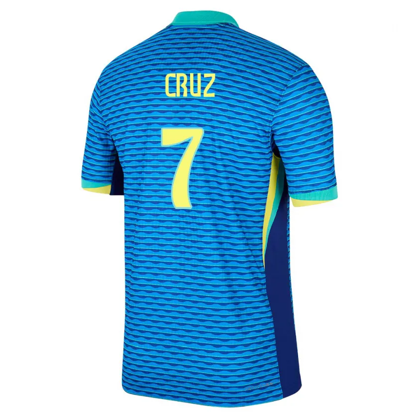 Danxen Dames Brazilië Joao Cruz #7 Blauw Uitshirt Uittenue 24-26 T-Shirt