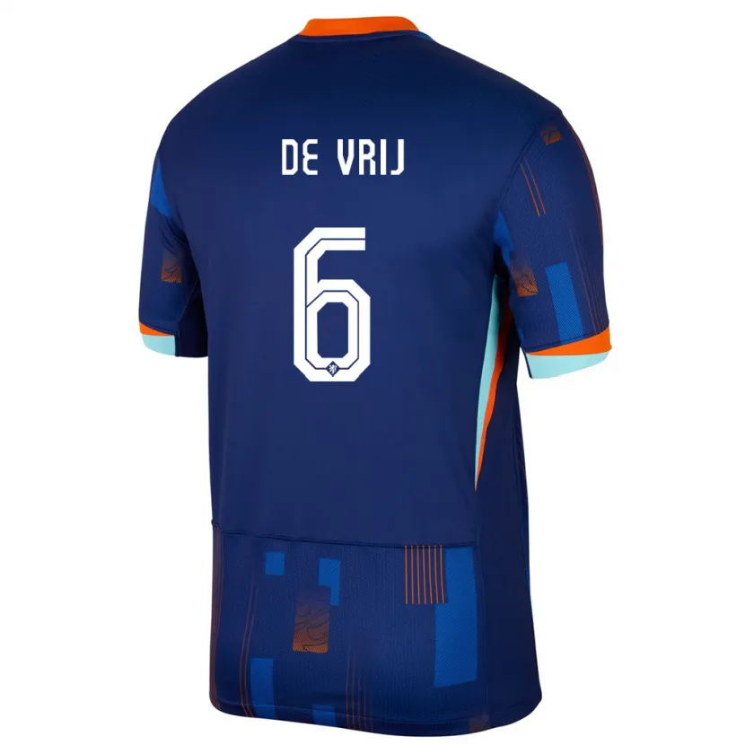 Danxen Dames Nederland Stefan De Vrij #6 Blauw Uitshirt Uittenue 24-26 T-Shirt