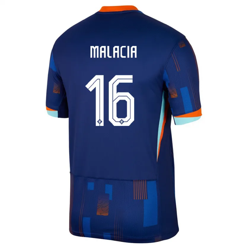 Danxen Dames Nederland Tyrell Malacia #16 Blauw Uitshirt Uittenue 24-26 T-Shirt