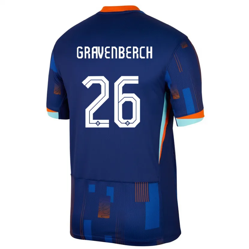 Danxen Dames Nederland Ryan Gravenberch #26 Blauw Uitshirt Uittenue 24-26 T-Shirt
