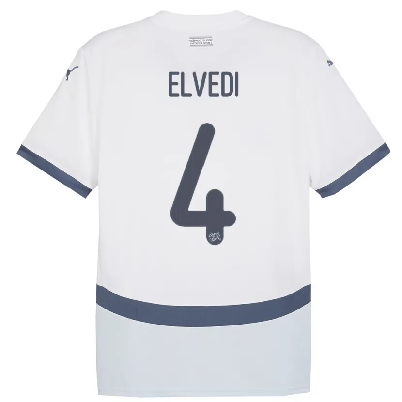 Danxen Dames Zwitserland Nico Elvedi #4 Wit Uitshirt Uittenue 24-26 T-Shirt