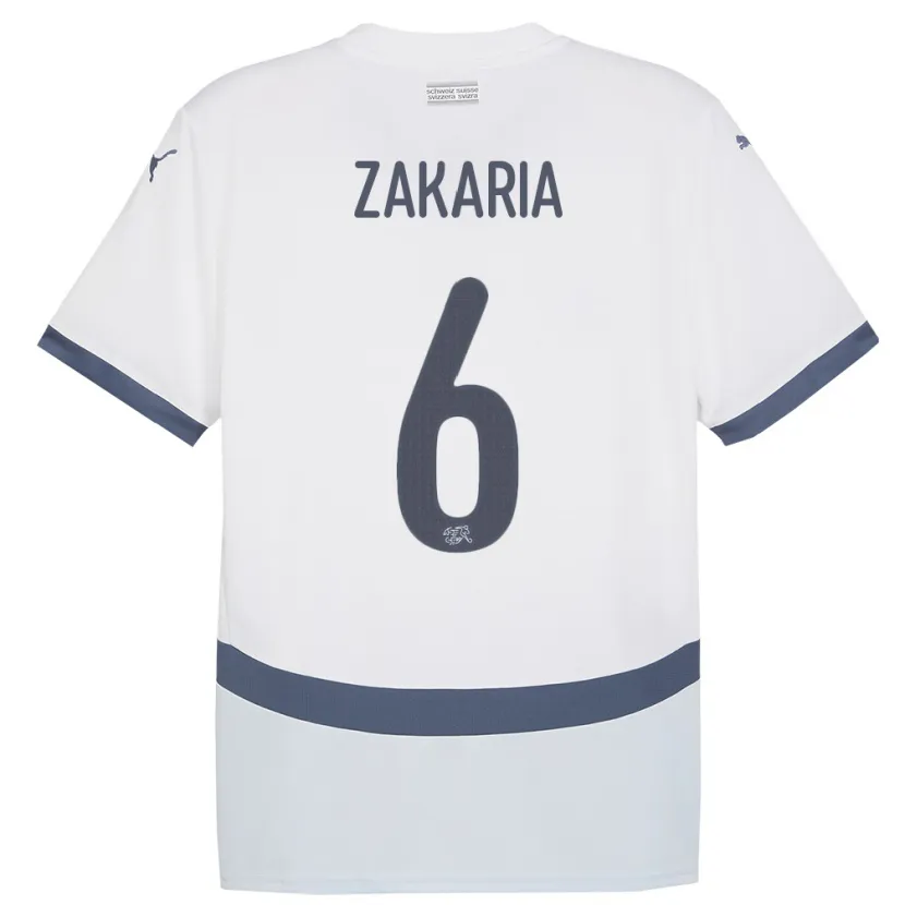 Danxen Dames Zwitserland Denis Zakaria #6 Wit Uitshirt Uittenue 24-26 T-Shirt