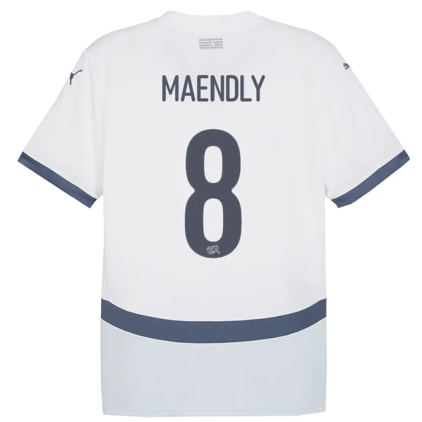 Danxen Dames Zwitserland Sandy Maendly #8 Wit Uitshirt Uittenue 24-26 T-Shirt