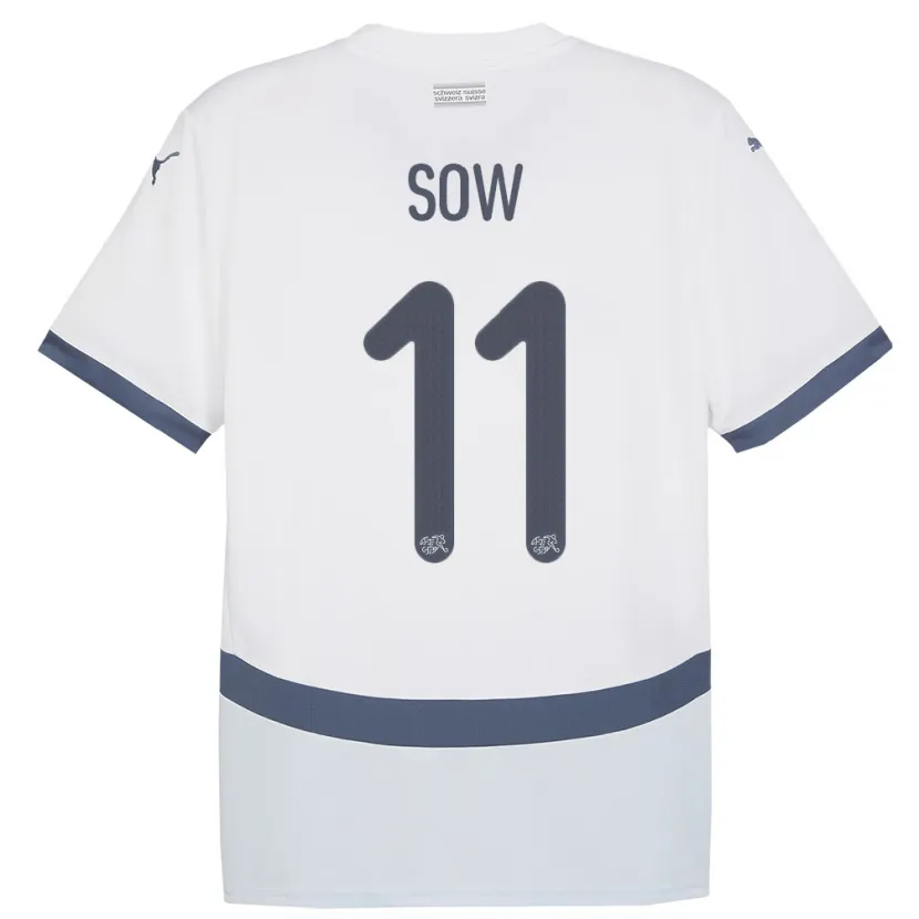 Danxen Dames Zwitserland Coumba Sow #11 Wit Uitshirt Uittenue 24-26 T-Shirt