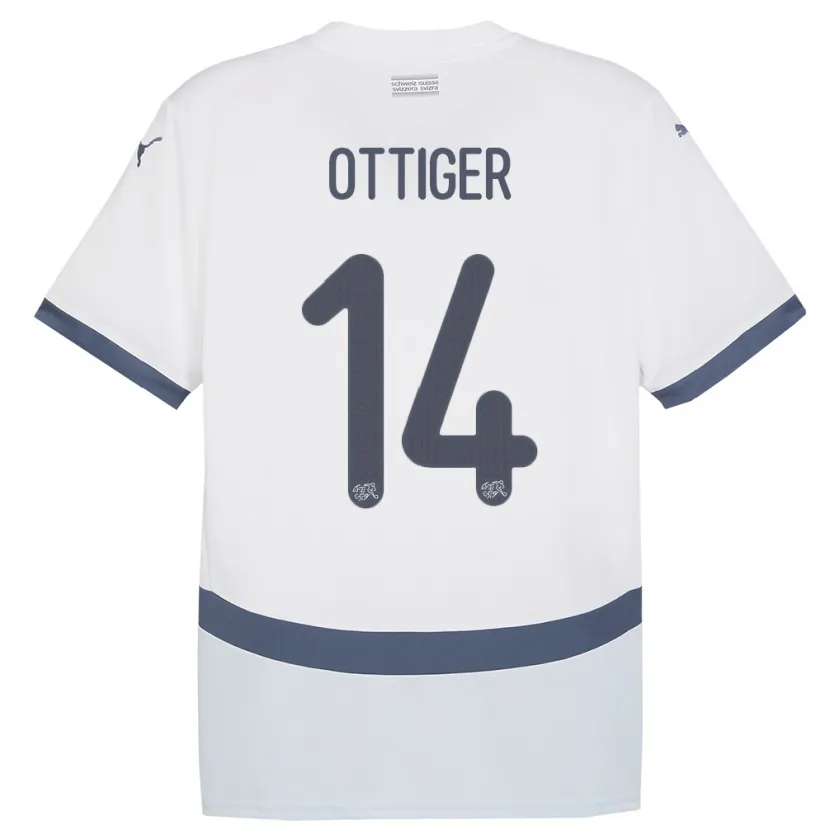 Danxen Dames Zwitserland Severin Ottiger #14 Wit Uitshirt Uittenue 24-26 T-Shirt