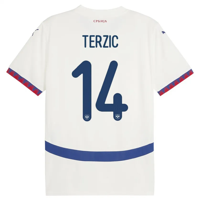 Danxen Dames Servië Aleksa Terzic #14 Wit Uitshirt Uittenue 24-26 T-Shirt