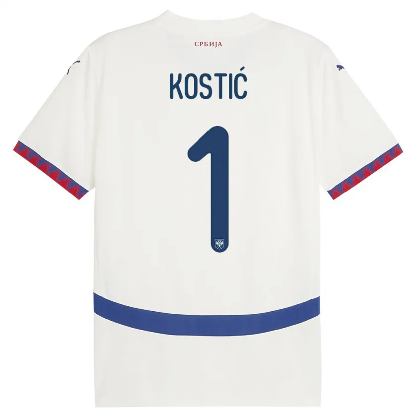 Danxen Dames Servië Milica Kostic #1 Wit Uitshirt Uittenue 24-26 T-Shirt