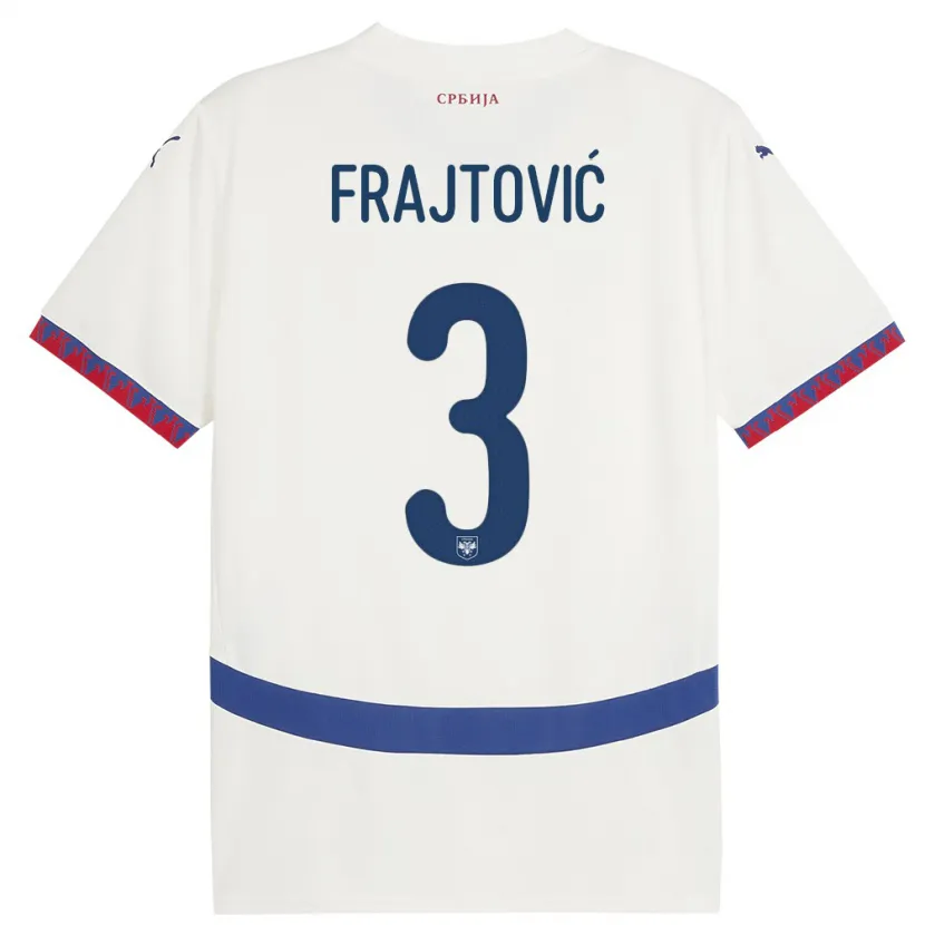 Danxen Dames Servië Andela Frajtovic #3 Wit Uitshirt Uittenue 24-26 T-Shirt