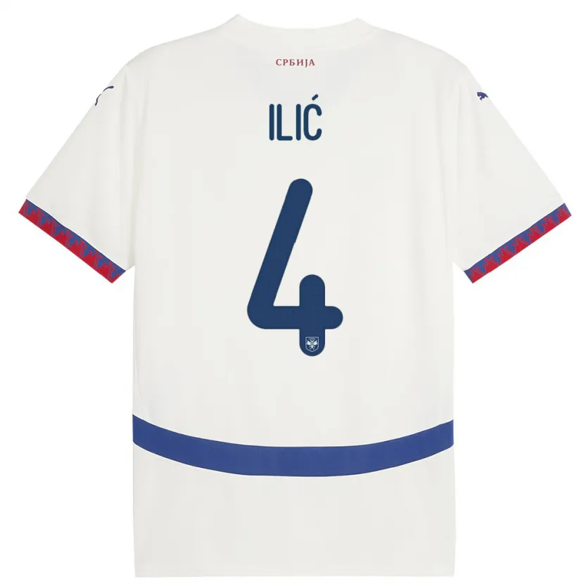 Danxen Dames Servië Marija Ilic #4 Wit Uitshirt Uittenue 24-26 T-Shirt