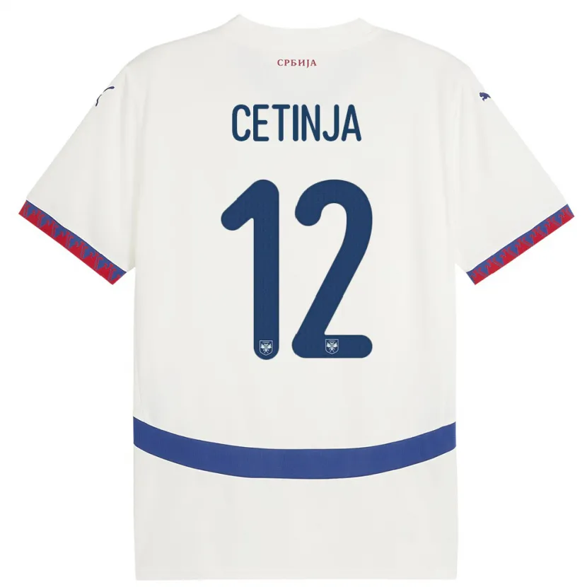 Danxen Dames Servië Sara Cetinja #12 Wit Uitshirt Uittenue 24-26 T-Shirt