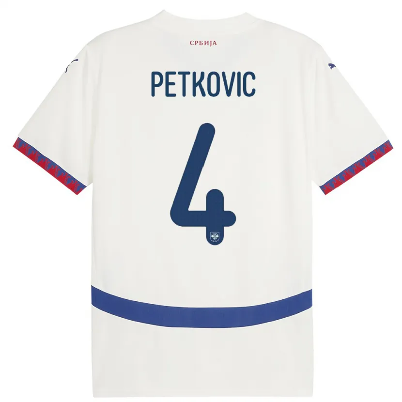 Danxen Dames Servië Nikola Petkovic #4 Wit Uitshirt Uittenue 24-26 T-Shirt