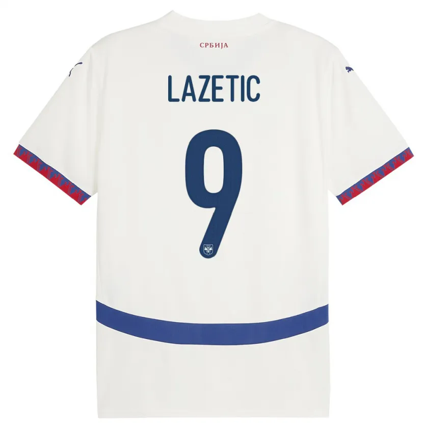 Danxen Dames Servië Marko Lazetic #9 Wit Uitshirt Uittenue 24-26 T-Shirt