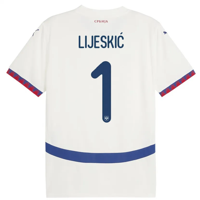 Danxen Dames Servië Luka Lijeskic #1 Wit Uitshirt Uittenue 24-26 T-Shirt
