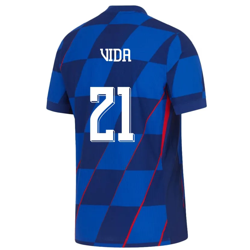Danxen Dames Kroatië Domagoj Vida #21 Blauw Uitshirt Uittenue 24-26 T-Shirt