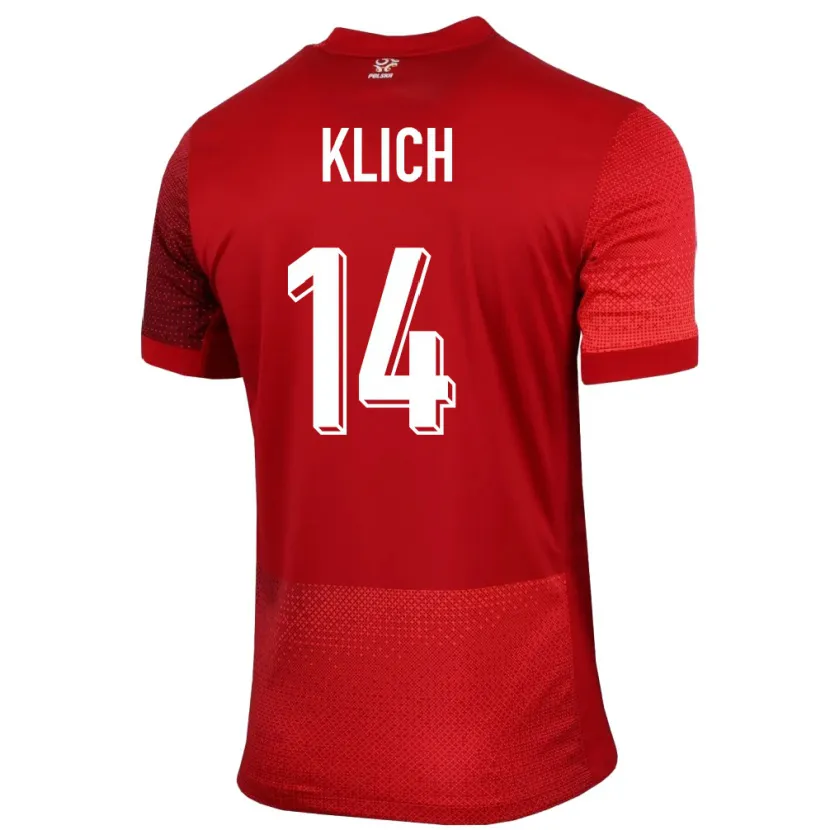 Danxen Dames Polen Mateusz Klich #14 Rood Uitshirt Uittenue 24-26 T-Shirt