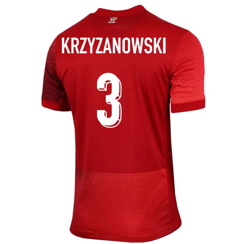 Danxen Dames Polen Jakub Krzyzanowski #3 Rood Uitshirt Uittenue 24-26 T-Shirt