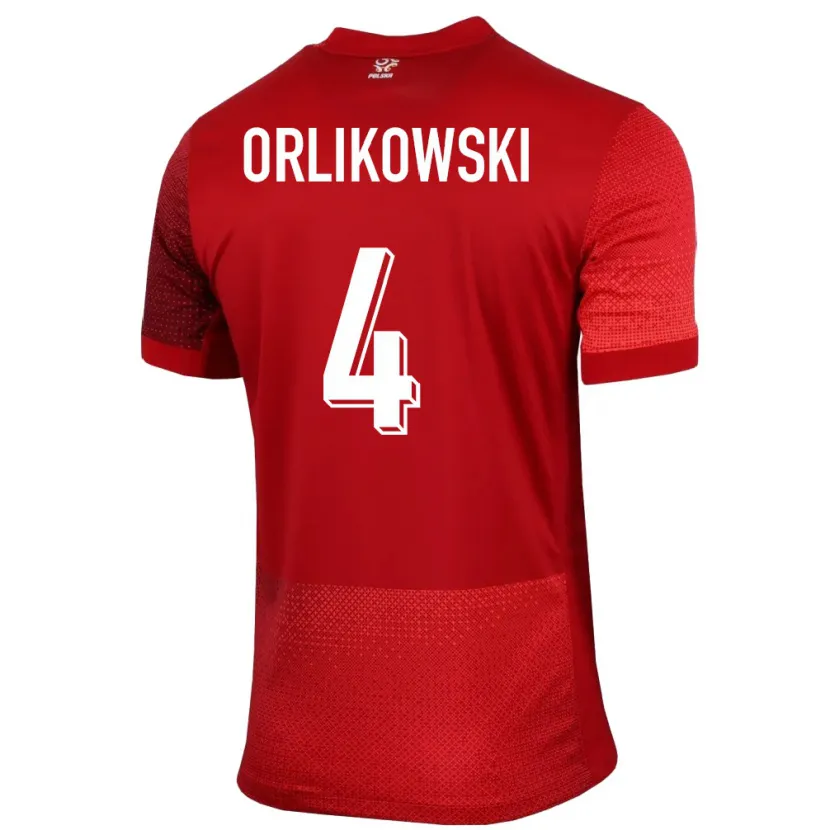 Danxen Dames Polen Igor Orlikowski #4 Rood Uitshirt Uittenue 24-26 T-Shirt