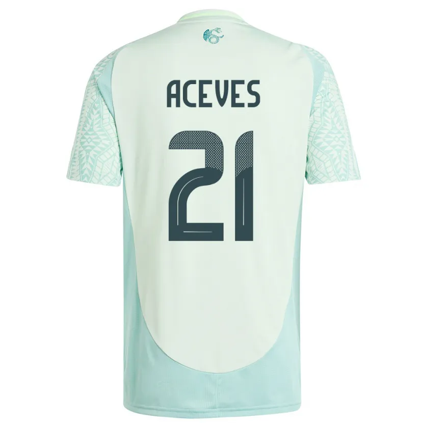 Danxen Dames Mexico Daniel Aceves #21 Linnen Groen Uitshirt Uittenue 24-26 T-Shirt