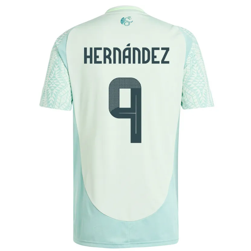 Danxen Dames Mexico Jesus Hernandez #9 Linnen Groen Uitshirt Uittenue 24-26 T-Shirt