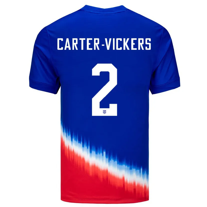 Danxen Dames Verenigde Staten Cameron Carter-Vickers #2 Blauw Uitshirt Uittenue 24-26 T-Shirt