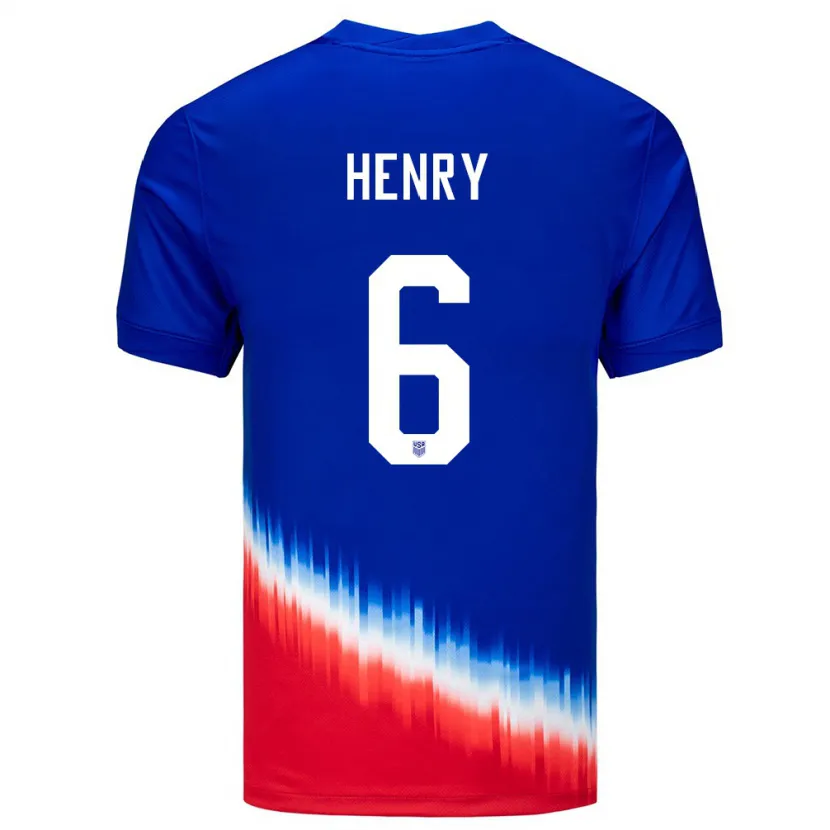 Danxen Dames Verenigde Staten Kobi Henry #6 Blauw Uitshirt Uittenue 24-26 T-Shirt