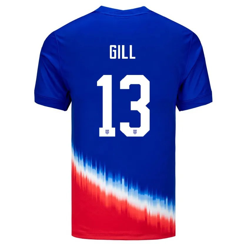 Danxen Dames Verenigde Staten Adrian Gill #13 Blauw Uitshirt Uittenue 24-26 T-Shirt