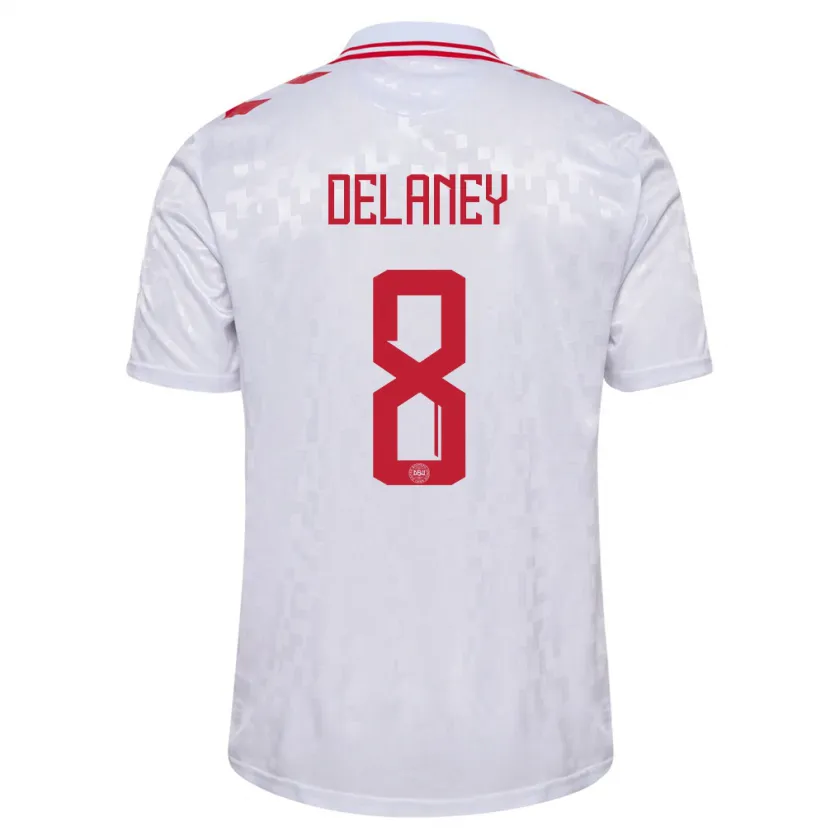Danxen Dames Denemarken Thomas Delaney #8 Wit Uitshirt Uittenue 24-26 T-Shirt