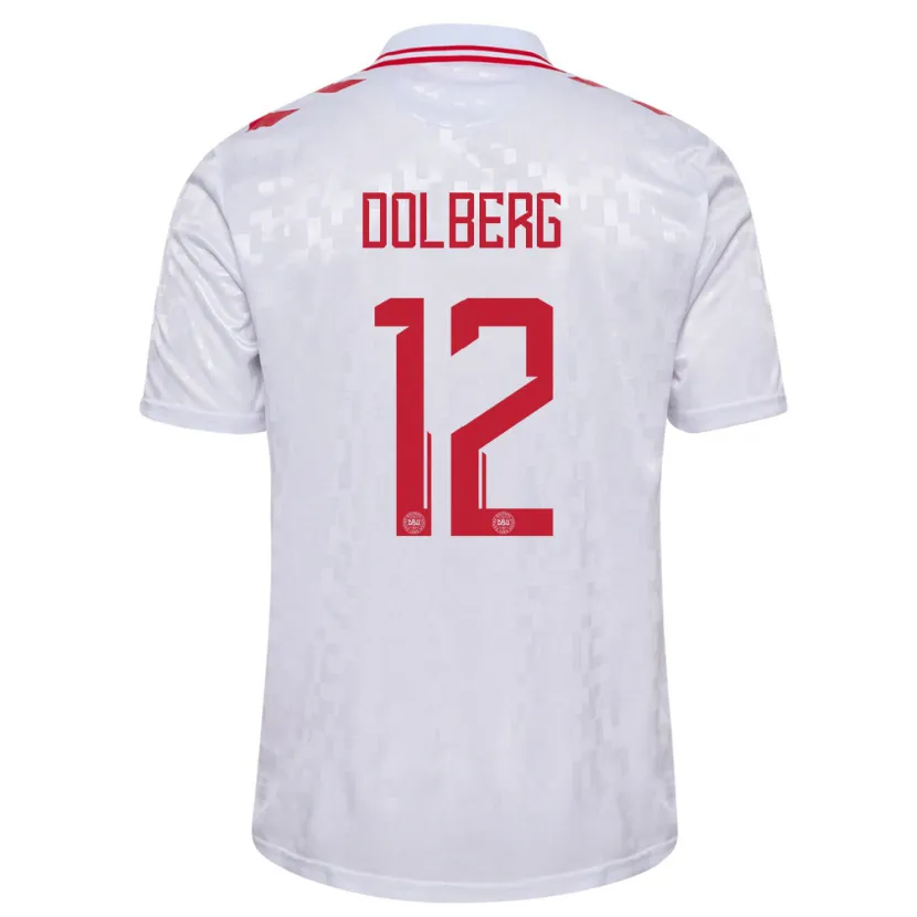 Danxen Dames Denemarken Kasper Dolberg #12 Wit Uitshirt Uittenue 24-26 T-Shirt