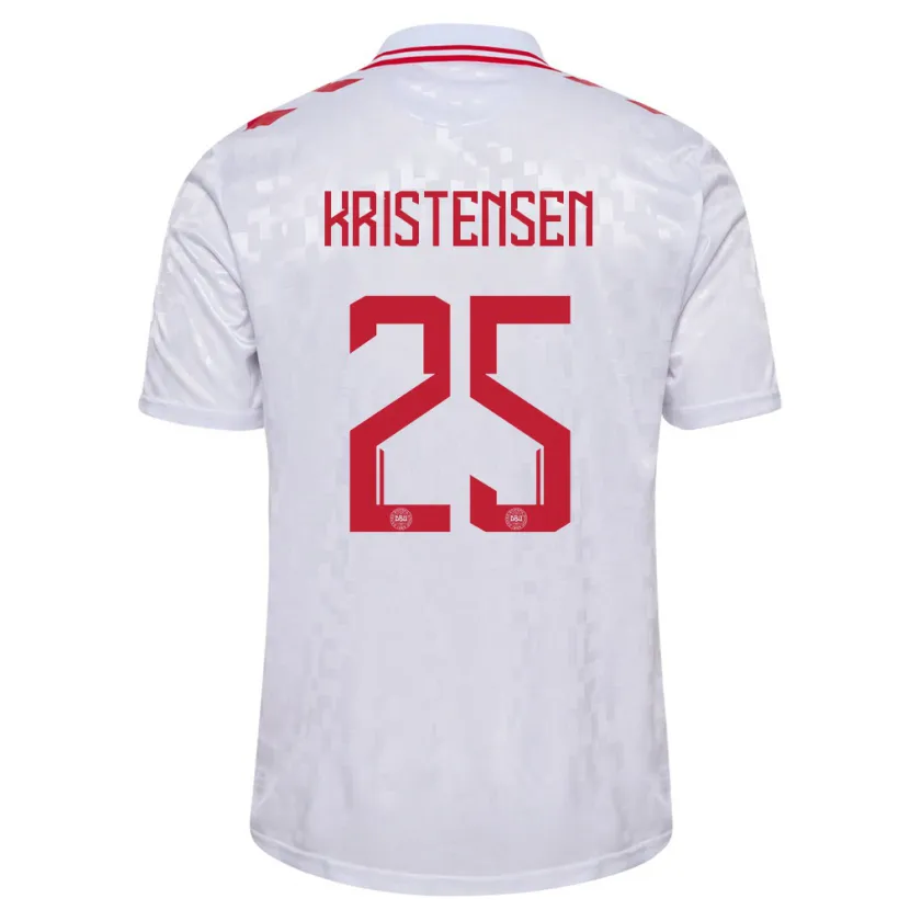 Danxen Dames Denemarken Rasmus Kristensen #25 Wit Uitshirt Uittenue 24-26 T-Shirt