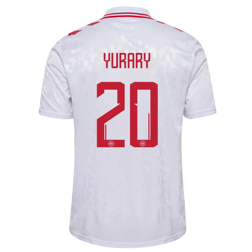 Danxen Dames Denemarken Yussuf Poulsen #20 Wit Uitshirt Uittenue 24-26 T-Shirt